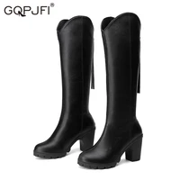 sexy simple style high boots knee high pu thick heel high heels for women fashion shoe spring autumn booties female knight boots
