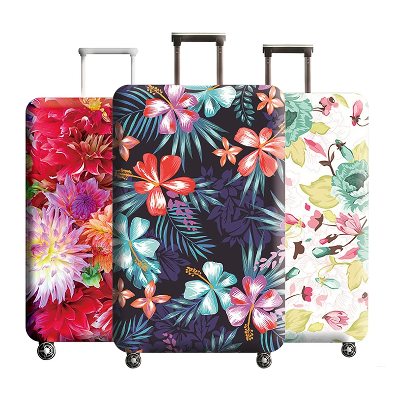 Цветочный Чехол для багажа путешествий защитный чехол из эластичной ткани