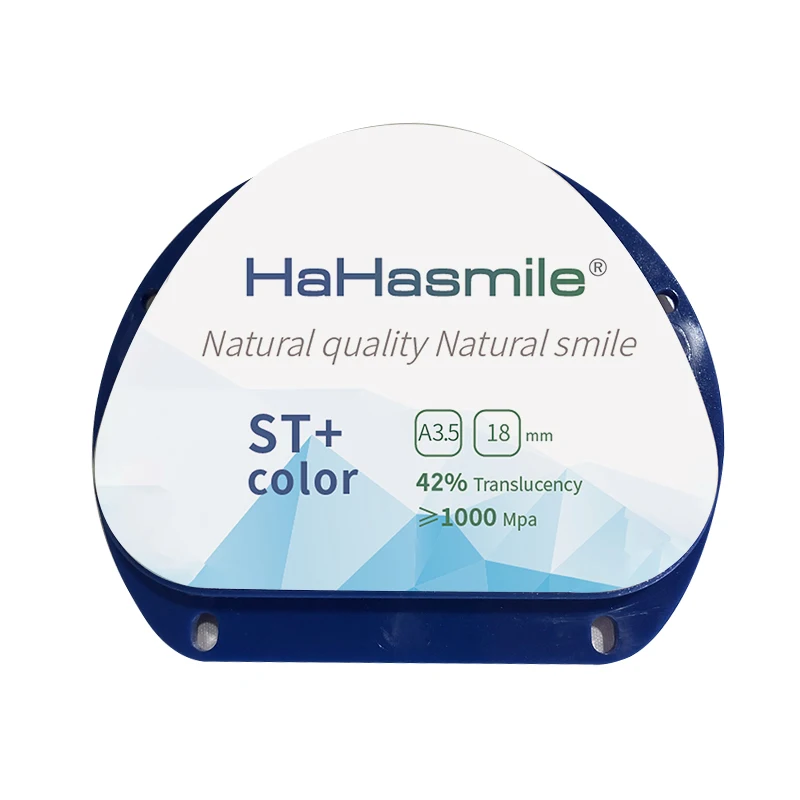 Hahasmile Block Blank High 42% Translucency CAD CAM Dental Preshaded Zirconia AG Vita16 Shades zirconia ST+ Color Zirconia A3.5
