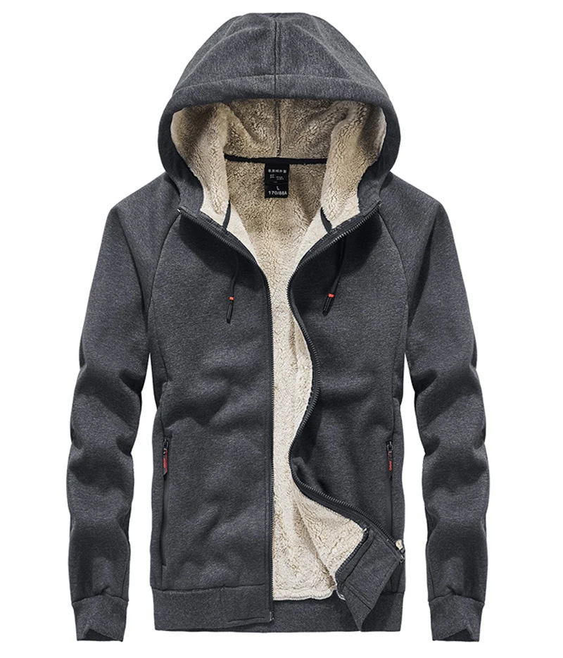 grey Толстовки мужские s 6XL 7XL 8XL зимние Утепленные флисовые уличные толстовки в стиле хип-хоп толстовка мужские однотонные пальто Sudadera Hombre - Цвет: grey