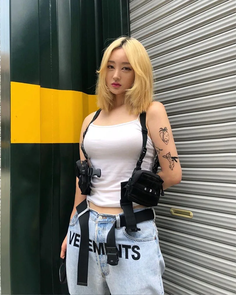 Мужская тактическая нагрудная сумка в стиле хип хоп уличная одежда