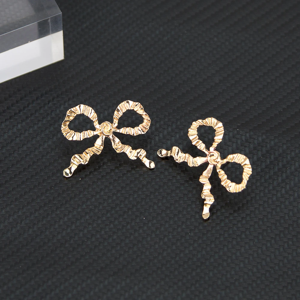 Новые винтажные большие серьги-гвоздики с бантом для женщин металлические