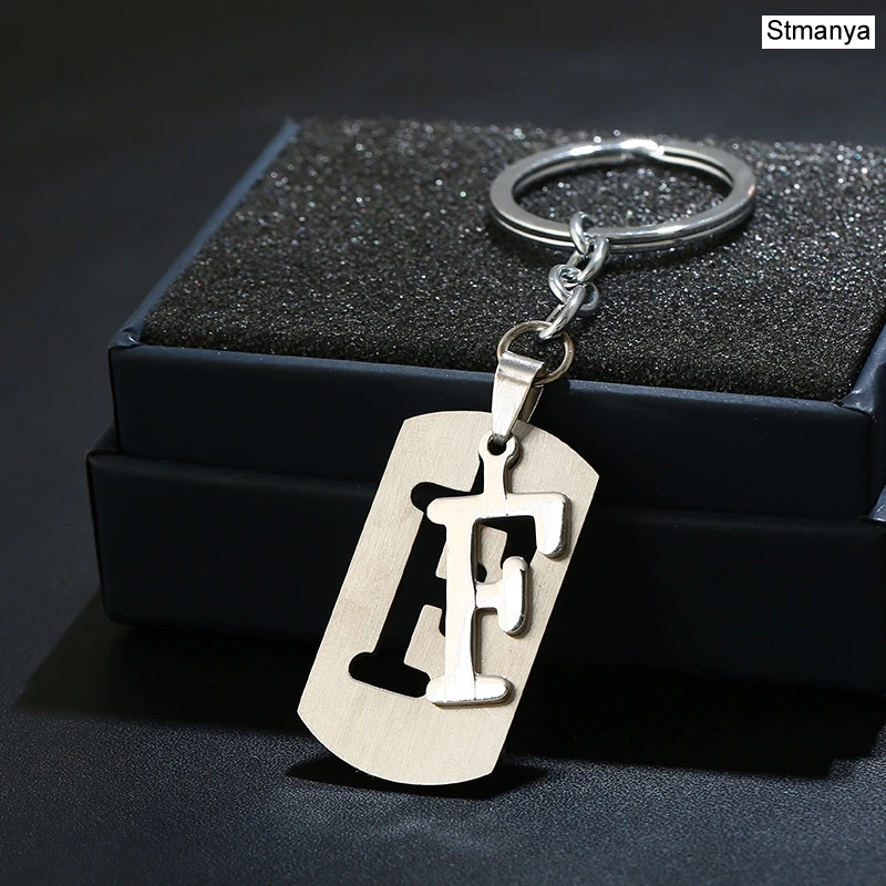 F DIY из нержавеющей стали A-Z буквы брелок талисман 26 букв брелок мужской женский брелок пара подарок ювелирные изделия автомобильный брелок - Цвет: F