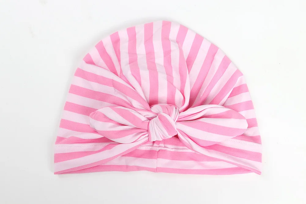 

Stripe Printed Newborn Cotton Bow Knot Hat Bebes Girls Beanie Striped Printed Infant Baby Beanie Caps Girls Boys Top Turban