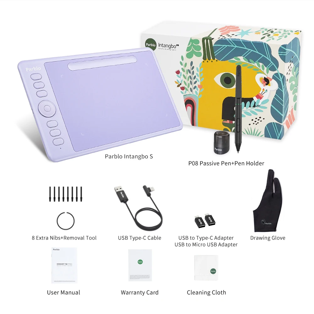parblo intangbos graphic draw tablet support android phone digital handwriting pen tablet tilt function battery free stylus free global shipping
