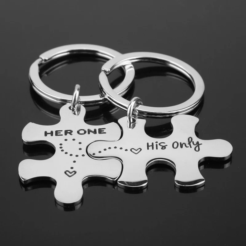 

Couple Keychain Stainless Steel Letter Her one his Only Maze Key Chains Gifts For Husband Wife Boyfriend Girlfriend Valentines D