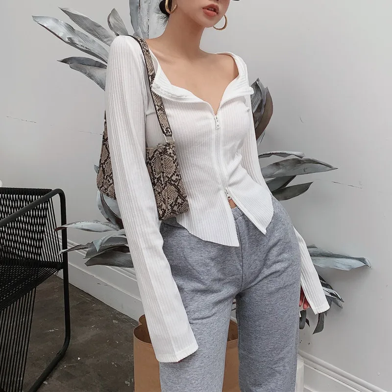 2020 Autumn Women Knitted Thin Sweater Loose Cardigan Sexy Crop Tops Long Sleeve Casual Slim Coats Outwear Jumper Top |