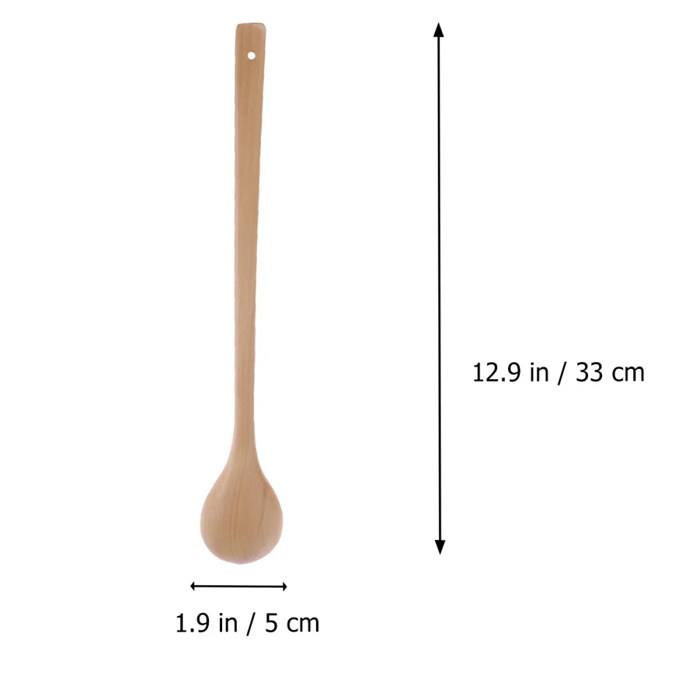 

2pcs Long Handle Wooden Stirring Spoons Jam Spoon Kitchen Cooking Utensils