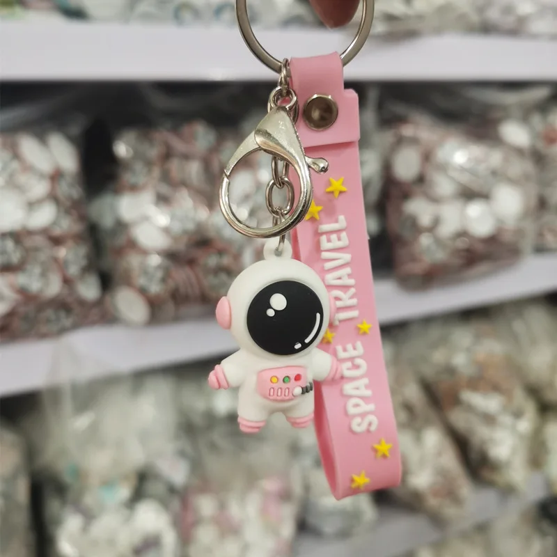 

1PCS PVC Cartoon Epoxy Spaceman Astronaut flower Shoes Keychain & Keyring Cute Key Chain Bag Car Hanging