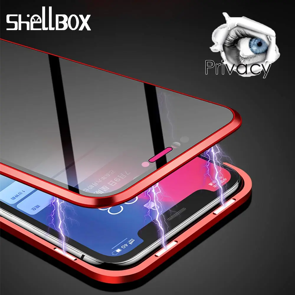 Funda magnética de vidrio templado para móvil, carcasa de protección de cuerpo completo para iPhone 11 Pro Max, 7, 8 Plus, XR