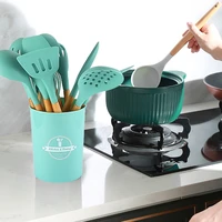 yomdid silicone cooking tools set practical kitchen cooking utensil spatula shovel spoon with wooden handle kitchen supplies set