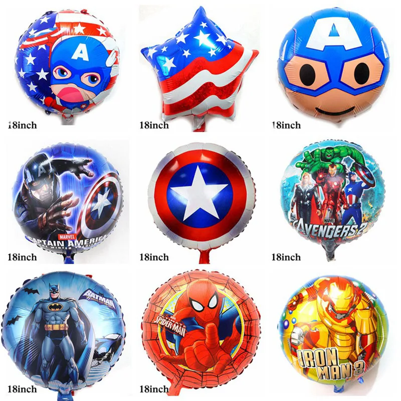 10pc mix Avengers 10 шт./лот, вечерние шары из смешанных Мстителей, 18 дюймов, Круглый Капитан Америка, Железный человек, Человек-паук, гелиевые шары для Мстителей, игрушки - Цвет: 10pc mix Avengers
