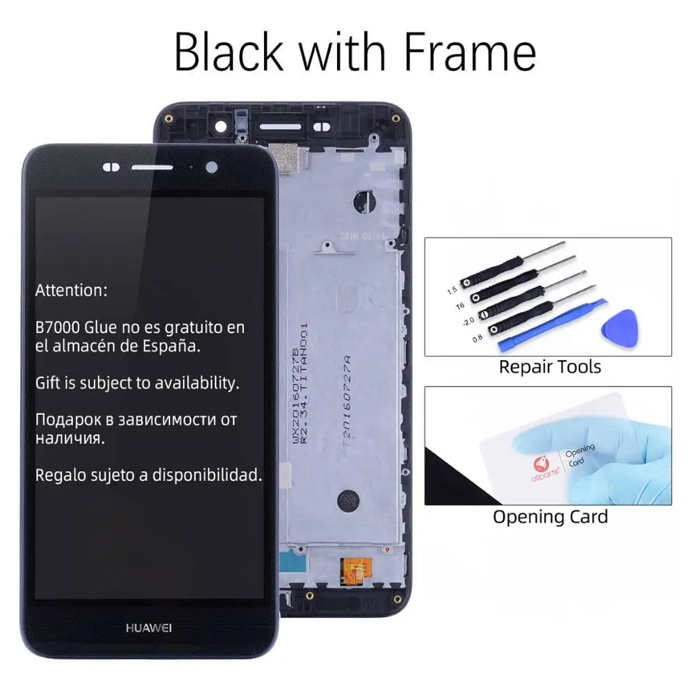 Дисплей для HUAWEI Honor 4C Pro Y6 Pro TIT-L01 LCD в сборе с тачскрином на рамке 5.0'' черный белый золото - Цвет: Black with Frame