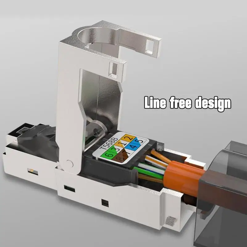 

Tool free shielded crystal rj45 stp connector 6a ftp compatible with 23 awg - 24awg .7 stp modular plug F2n1