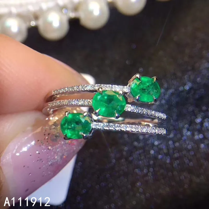 

KJJEAXCMY fine jewelry natural Emerald 925 sterling silver new adjustable gemstone women ring support test popular