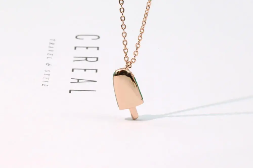 Цепочка из стерлингового серебра 925 пробы ожерелье с подвеской в виде мороженого