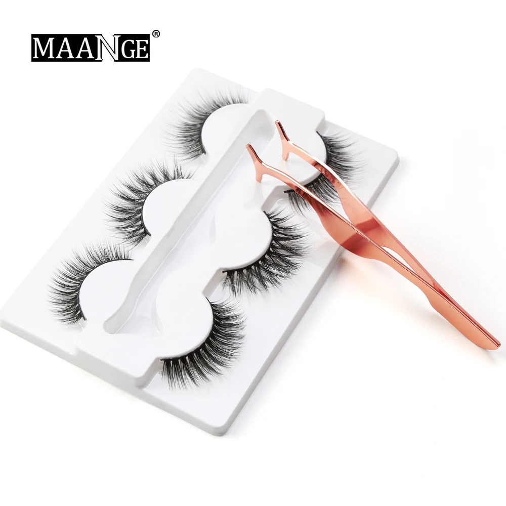 

MAANGE 3pairs Faux 3D Mink Lashes Natural Long False Eyelashes Dramatic Volume Mink Lashes Makeup Extension Eyelashes maquiagem