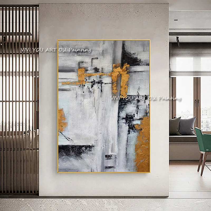

Коричневые, серые, черные Масляные картины на холсте, абстрактная живопись, Настенная картина для гостиной, дома, отеля, декоративное искусс...