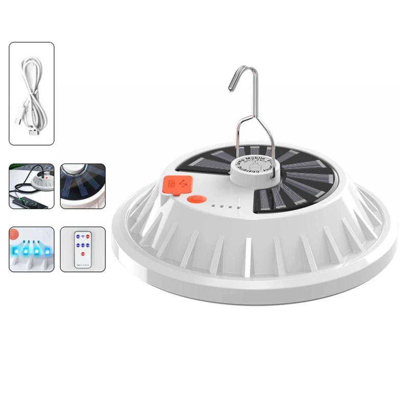 

30/60/120LEDs Solar Charging Flying Saucer Lamp LED High Bay Light Ceiling Lamp with Hook for Warehouse Gara Lighting Retailsale