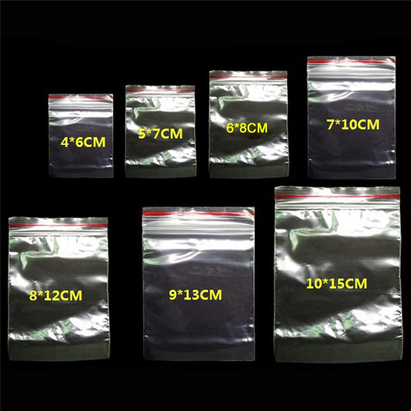100-Pack of Multiple Sizes Small Zip Lock Plastic Bags – Reclosable Transparent Storage Bags for Beads, Jewelry, Christmas Candy, and Snacks image 2