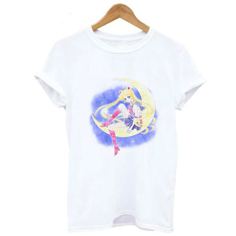Harajuku Sailor Moon T Shirt New Fashion Pattern Streetwear Tops Loose Short Sleeve Women Tshirt Kawaii Print Couple Clothes