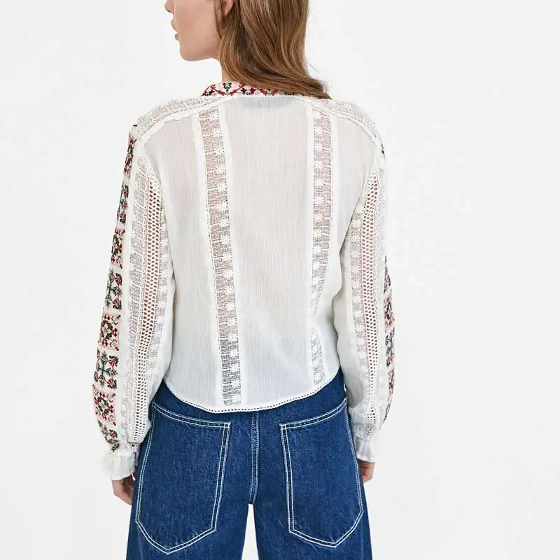 Женская винтажная рубашка с длинным рукавом и вышивкой богемный Вдохновленный
