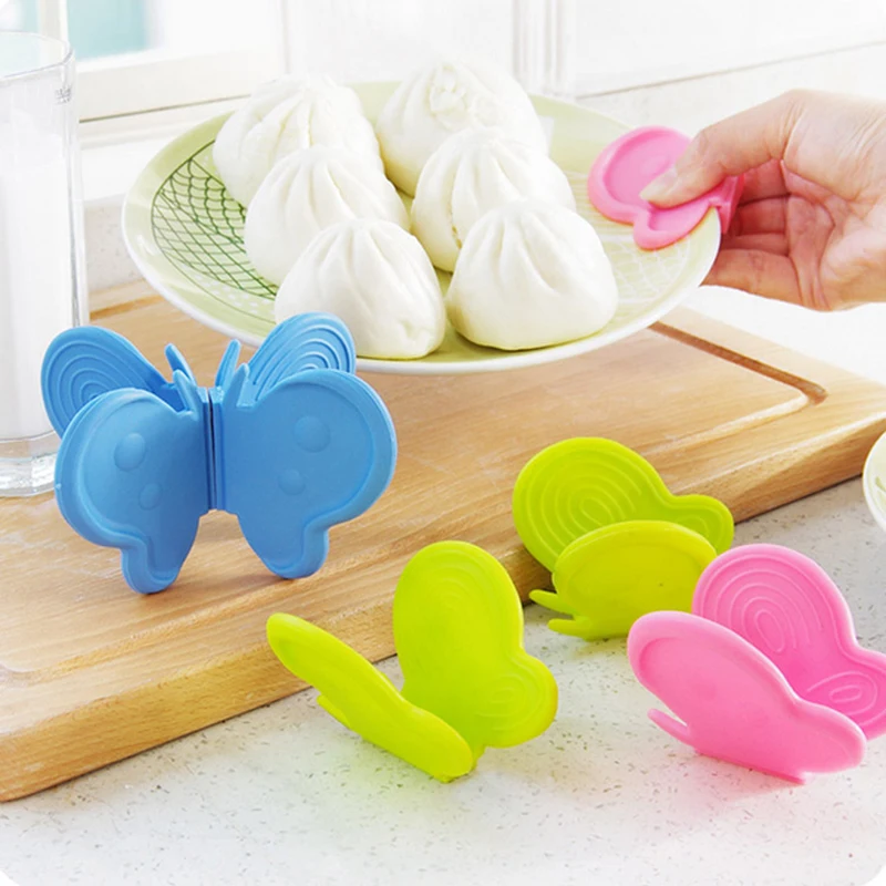 

2pcs Kitchen Butterfly Heat-insulating Tray Clip Baking Silicone Anti-scalding Clip Anti Scalding Oven Non Slip Gloves Bowl Clip