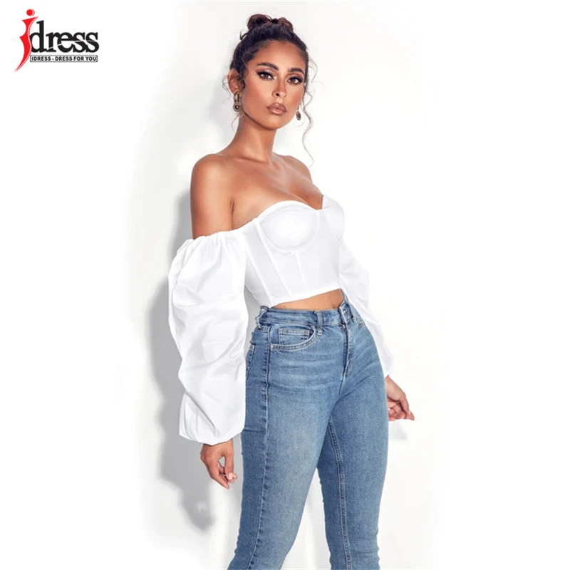 IDress ярко-белого и синего цвета сексуальный топ сплошной корсет с пластинками