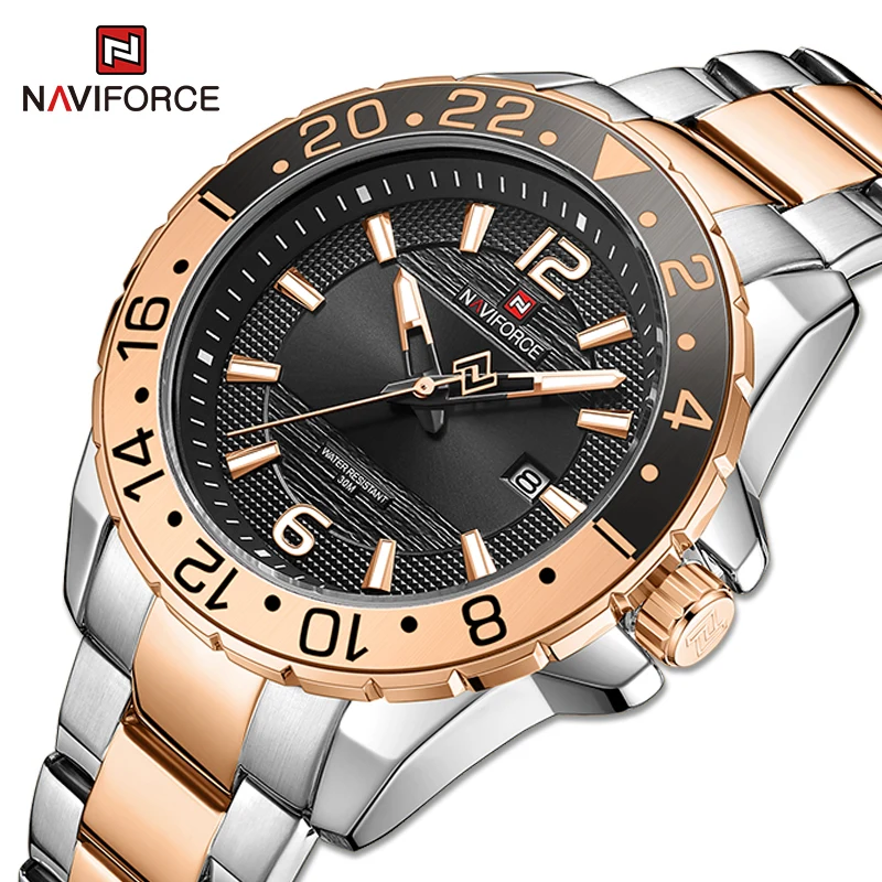 NAVIFORCE мужские часы 2021 люксовый бренд розовое золото повседневные наручные из