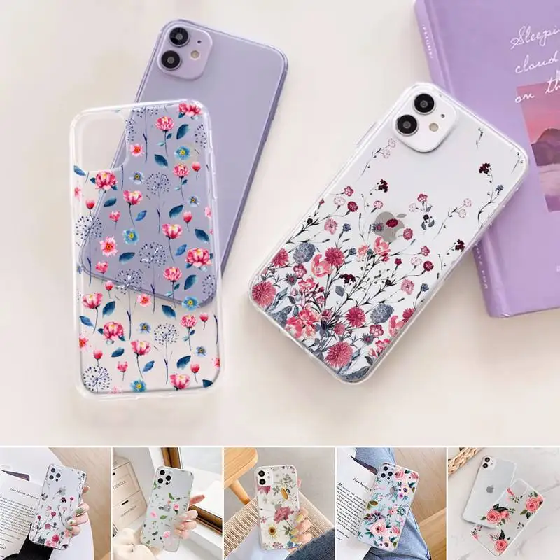 

Cute flower creative Phone Case For iphone 12 11 mini x xs xr pro max 8 7 6s 6 5 5s 5c se plus Transparent soft