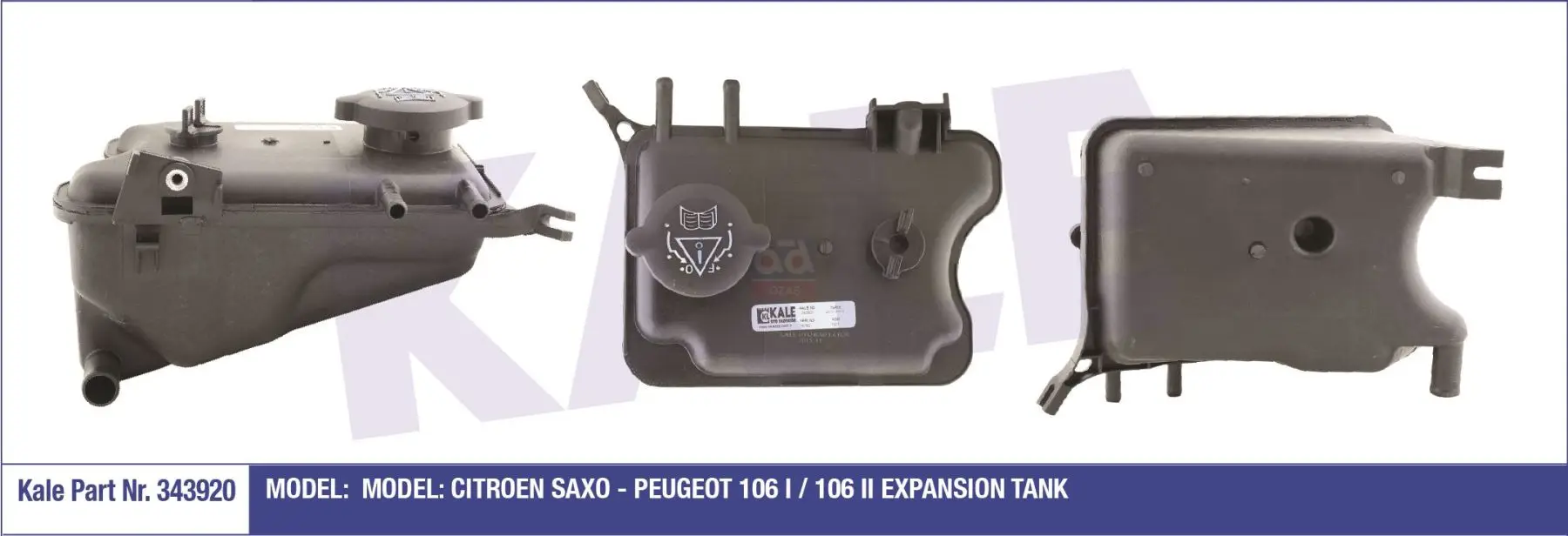 

KALE 343920-RADYATOR REPLACEMENT WATER TANK PEUGEOT 106 I (1A, 1C) 9196 1.5 D 1527 CC-54 HP (1994/6-1996/4) VJY (TUD5)