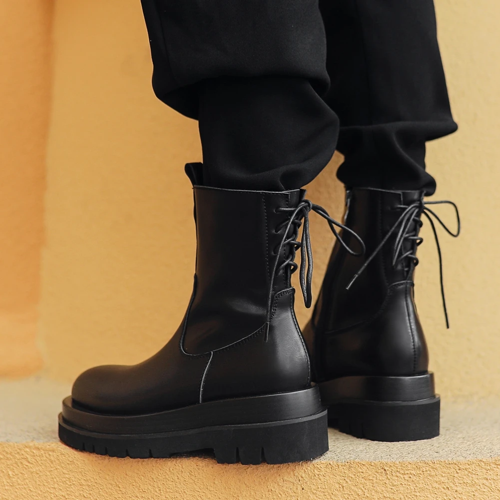 

Sarairis 2020 Fashion New Genuine Leather Street Trend Fashion Shoes Women's Boots Non-Slip Simple Luxury Ankle Boots Female