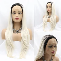 black white ombre blonde synthetic lace front wig long straight 613 frontal glueless cosplay hd transparent wigs for women dark