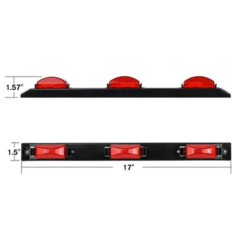 

17inch Red Bright ID 9 LED Light Bar Marker Light Truck Trailer Bus Clearance Light