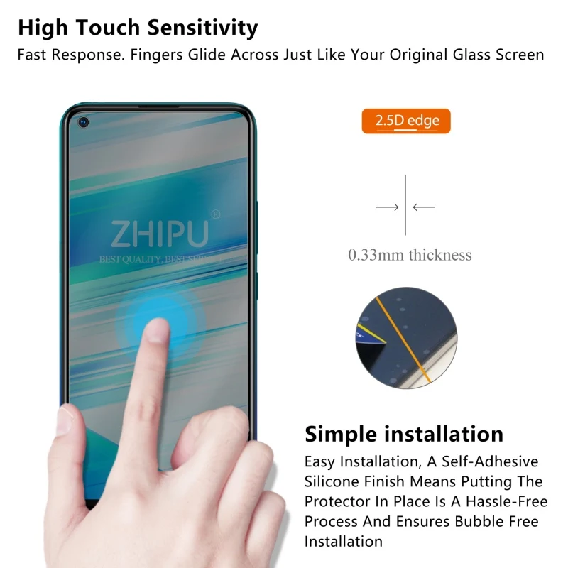 Закаленное стекло для vivo Z5x 2.5D Arc Edge с защитой от шпиона, защита для экрана vivo Z5x 6,53"