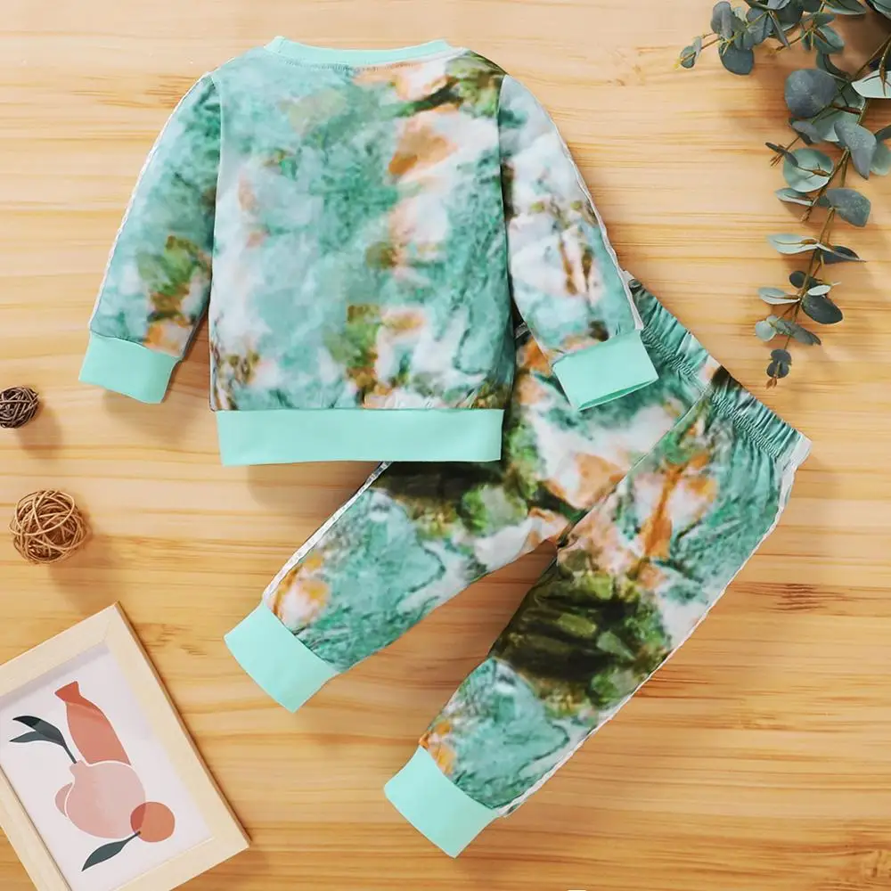 

Free Shipping Fall Baby Boy Clothes Baby Boy Winter Outfit Tie-dye Color Long Sleeve Top + Pants Toddlers Boy Outfit 2PCS Set