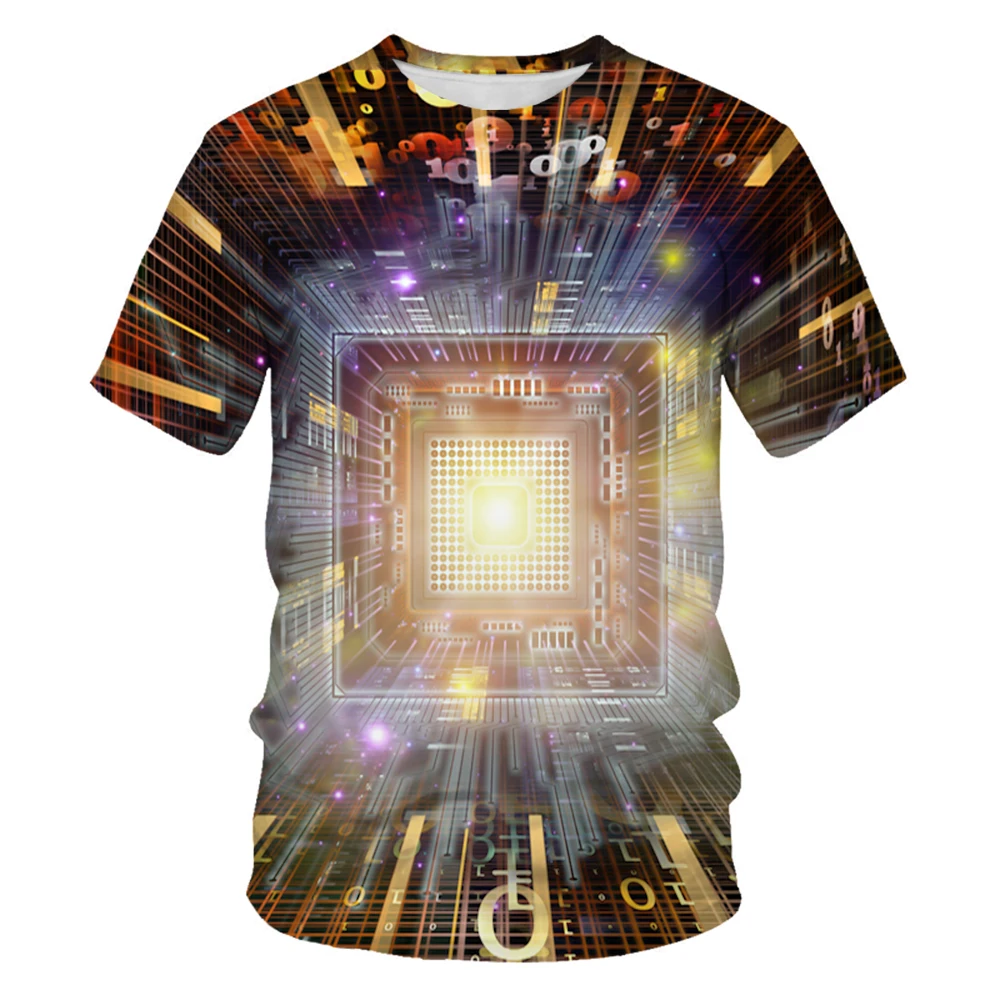 

Man's T-shirt Electronic Chip Personality 3D Printing Short-Sleeved Fashion T-Shirt Harajuku Punk Style Oversized Clothes