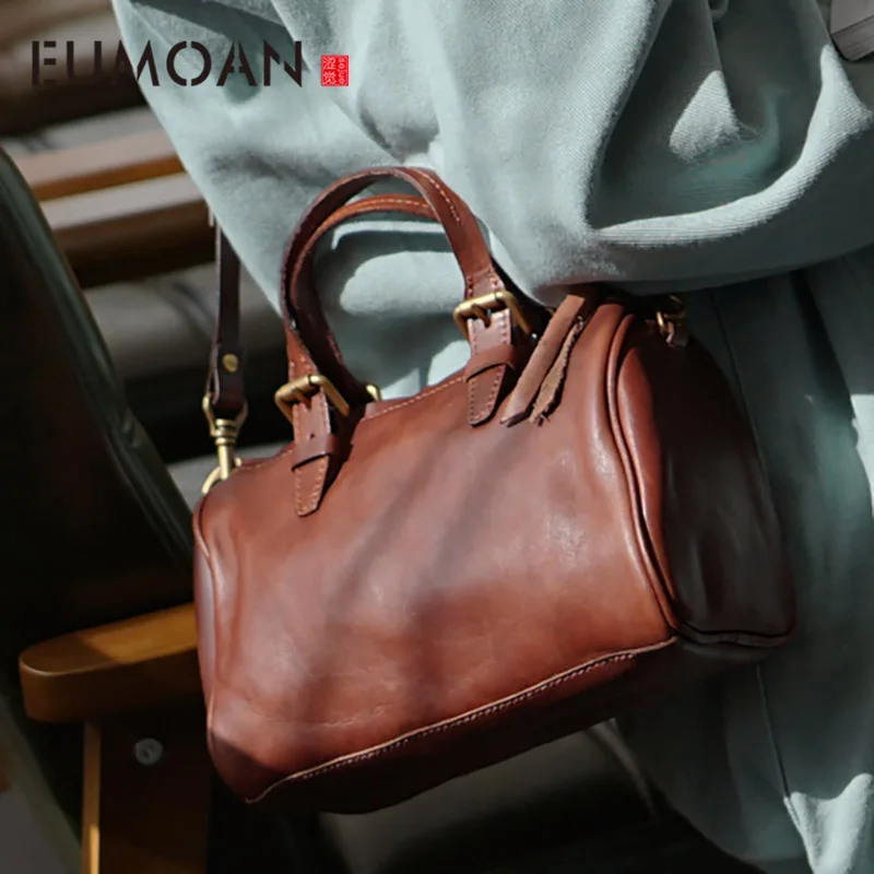 Винтажная кожаная сумка EUMOAN женская сумка-подушка ручной работы из воловьей кожи