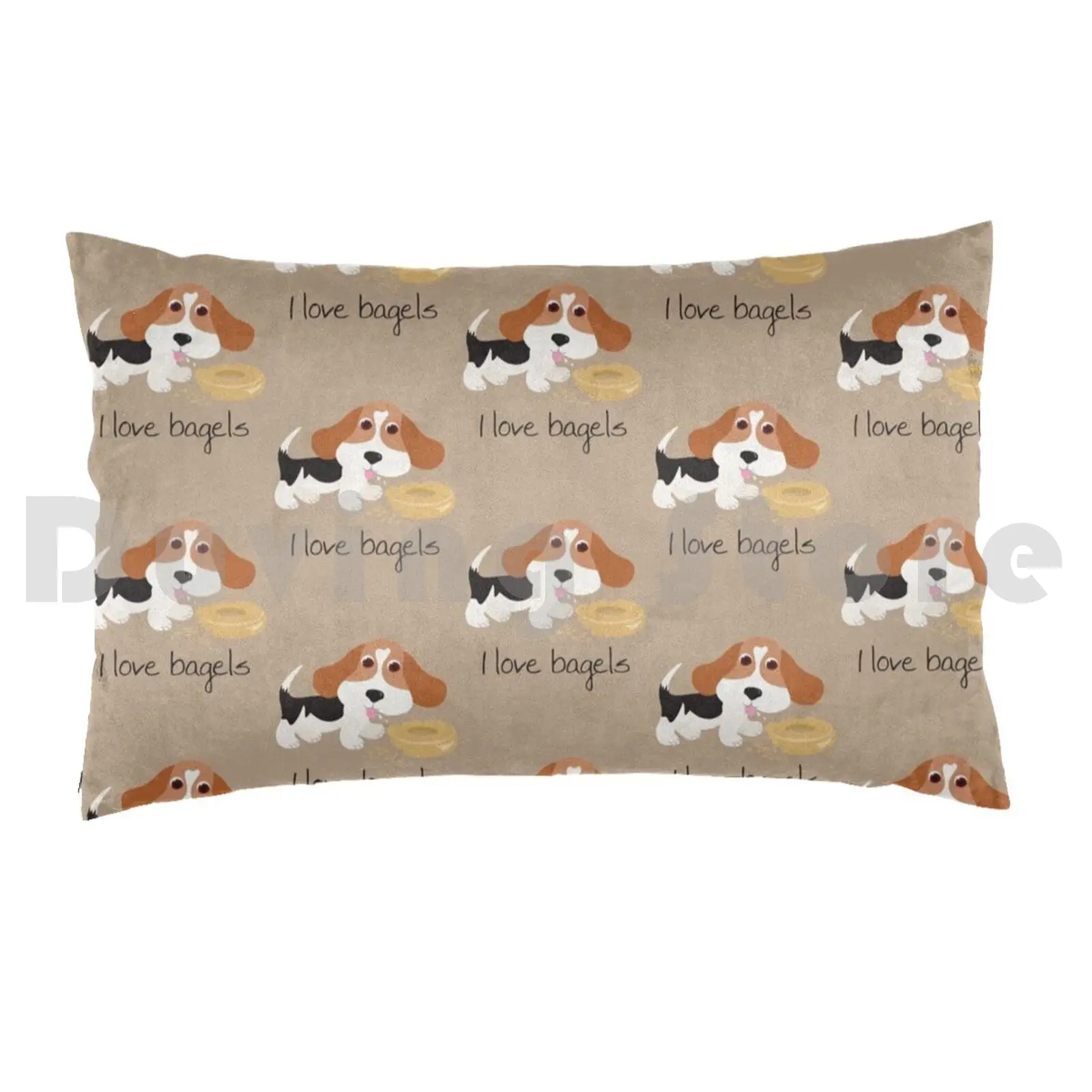 Мне нравятся мешки? Женская подушка с принтом 50x75 I Love Bagels Beagle Hound Hunting
