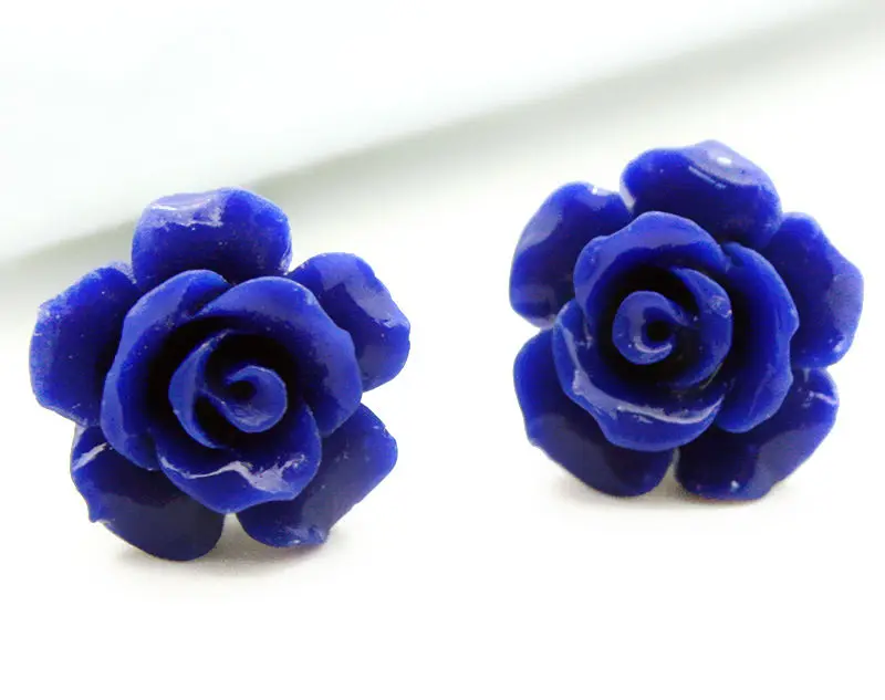 Женские 12 мм лазурит резной цветок розы 925 пробы Серебряные Элегантные серьги |