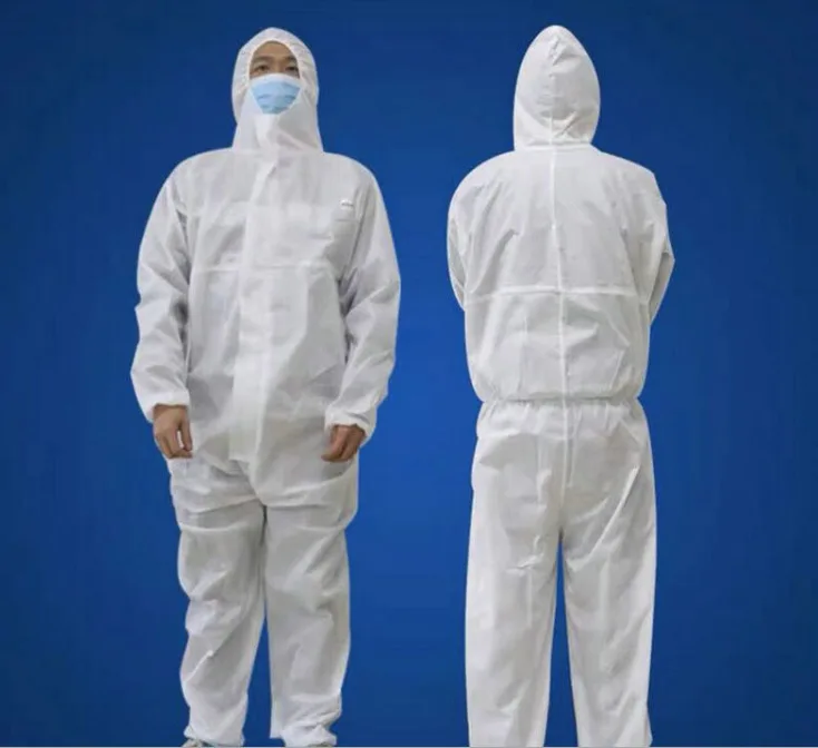 

White Coverall Hazmat Suit Protection Protective Disposable Adult Clothing SMS