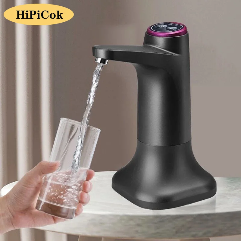 HiPiCok Water Bottle Pump Electric Water Dispenser Mini Bottled Water Pump 19 Liters USB Rechargeable Automatic Drink Dispenser