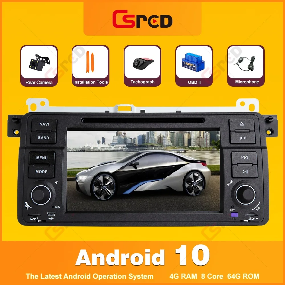 

Csred Авто Радио Android 10,0 для BMW E46 седан купе туринг хэтчбек GPS навигация мультимедийный плеер головное устройство DVD CD стерео