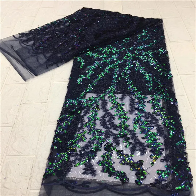 

Latest French Sequin Lace Fabric For Wedding High Quality African tulle Lace Fabric With Sequence