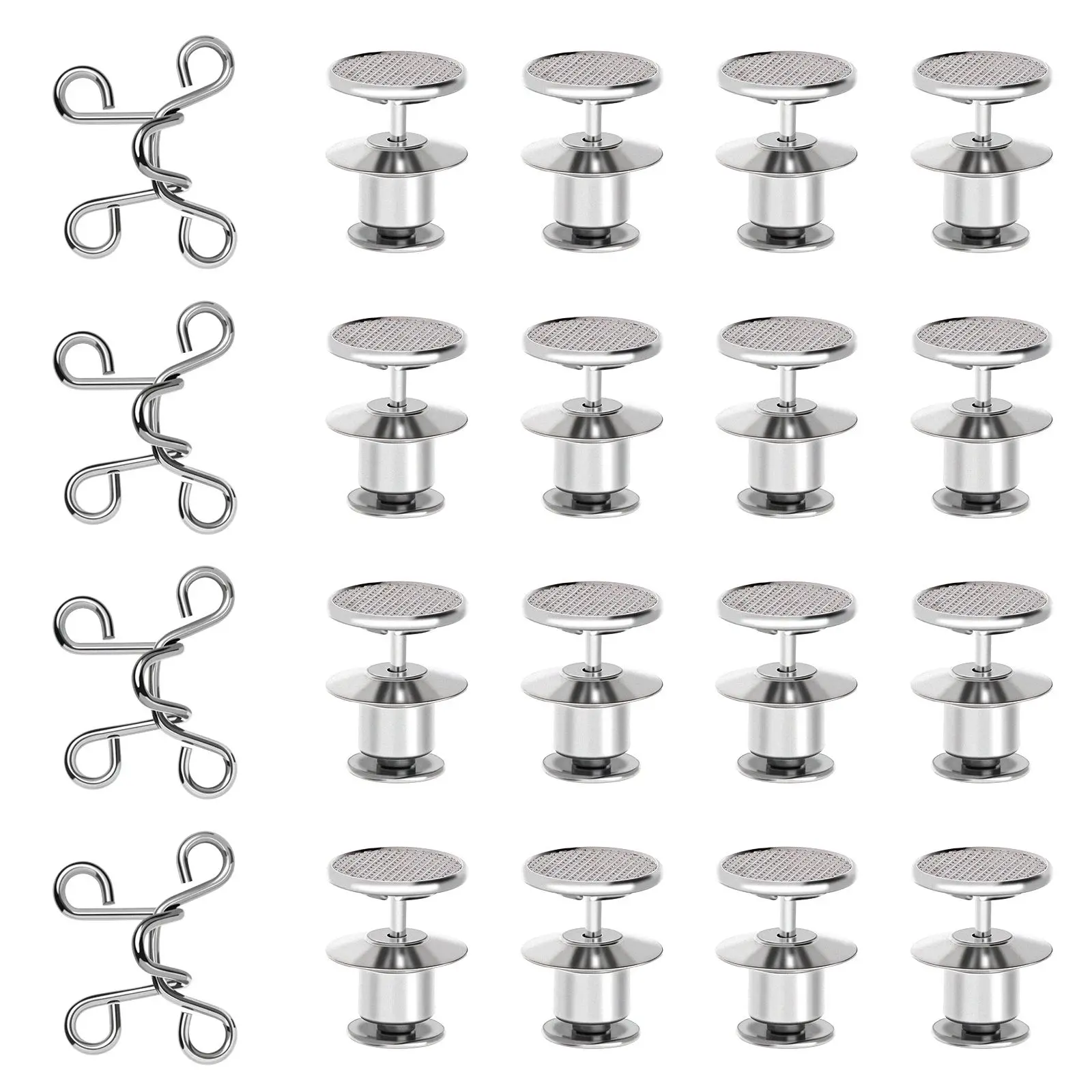 

POPETPOP 4 Sets Waist Adjustment Buckles Adjustable Pants Buttons Nail Free Waist Buckles Jeans Metal Buttons