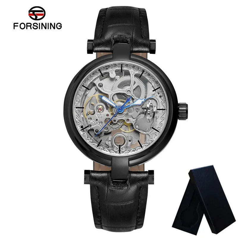 Автоматические механические мужские наручные часы-скелетоны FORSINING военные