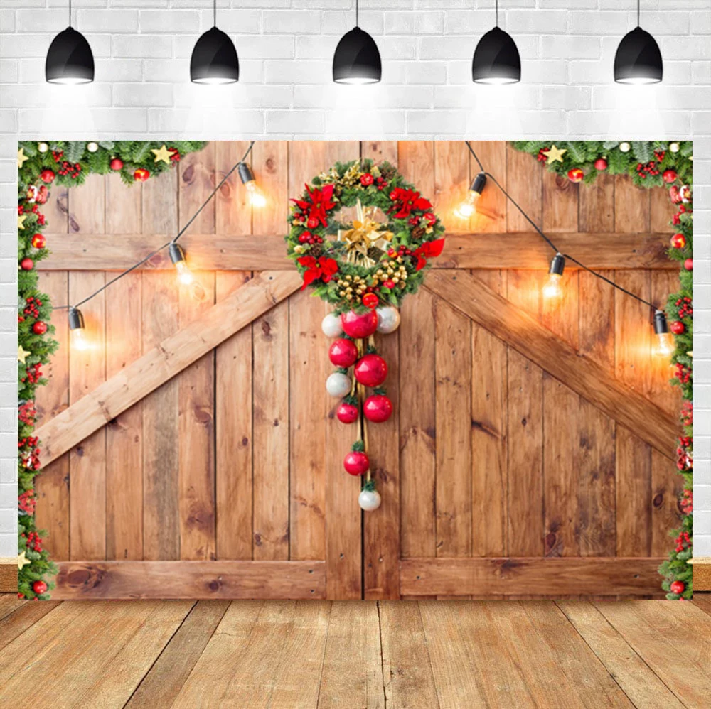 

Laeacco Christmas Branches Garland Wood Boards Baby Birthday Portrait Backdrop Photographic Photo Background For Photo Studio