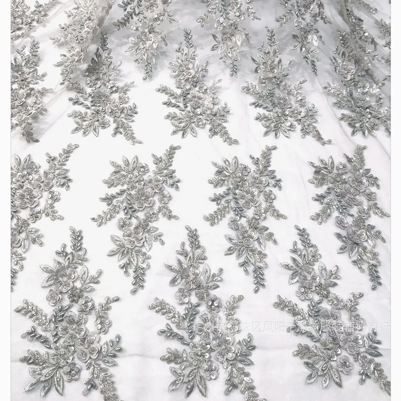 Новинка 1 шт. 3D Цветочная вышивка из бисера сетчатая ткань Африканская Кружевная