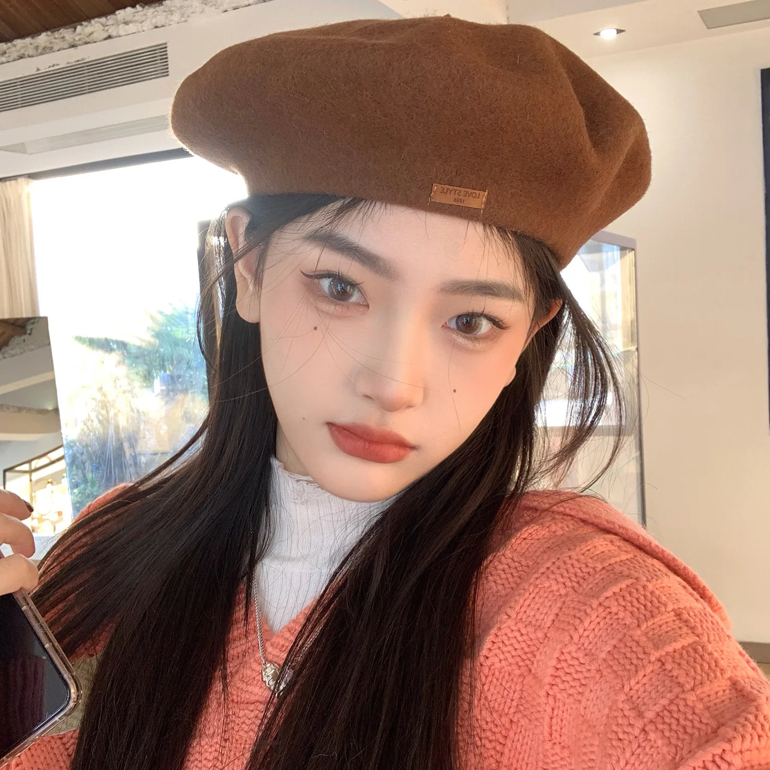 Japanese Retro Elegant Women Beret Winter Hat Letter Patch Octagonal Hat Wild English Suede Warm Pumpkin Hat Painter Women Gorra
