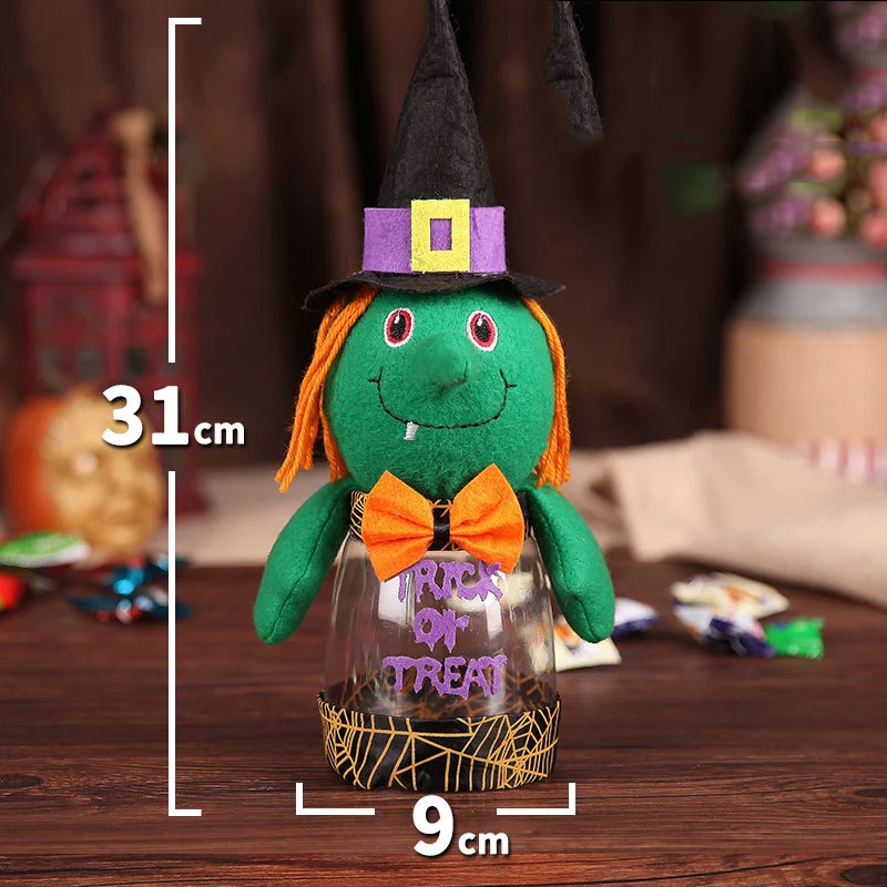 

Halloween Candy Jar, Funny Doll Design Trick or Treat Cookie Sweets Canister Storage Box for Party